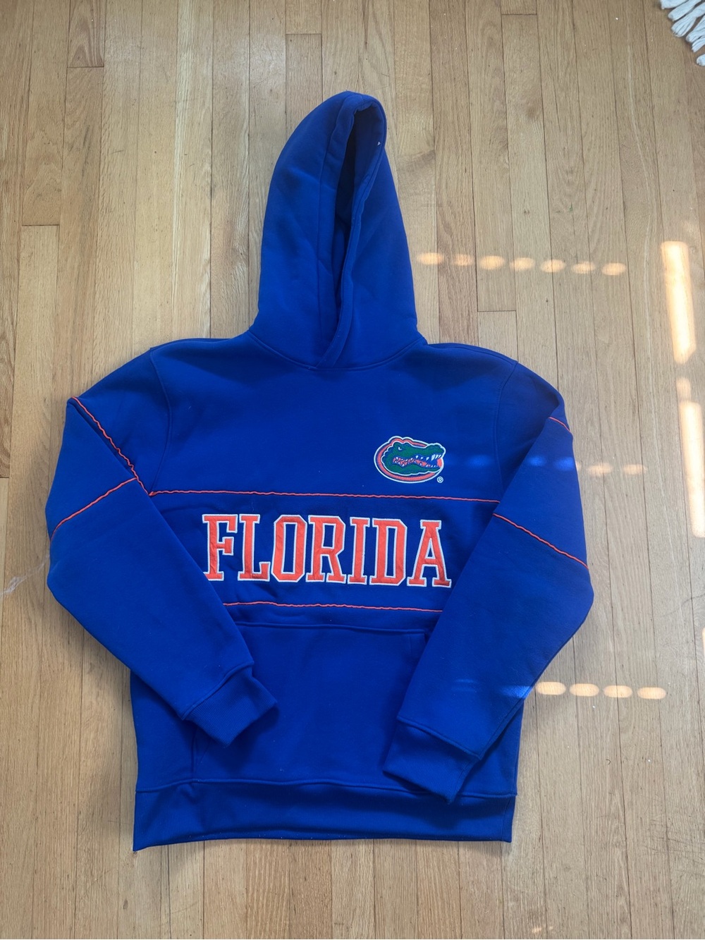 Florida Gators Blue Hooded Sweatshirt with grey sweatpants